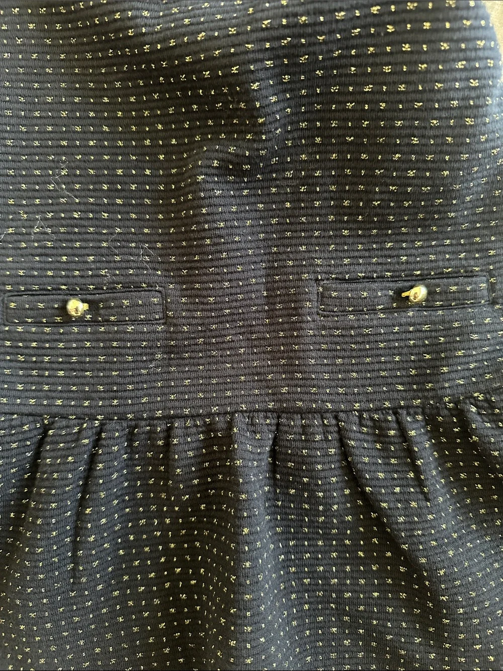 Janie and Jack Dot Polkadot Jacquard Dress Black Gold Bow Girl Sz 2T